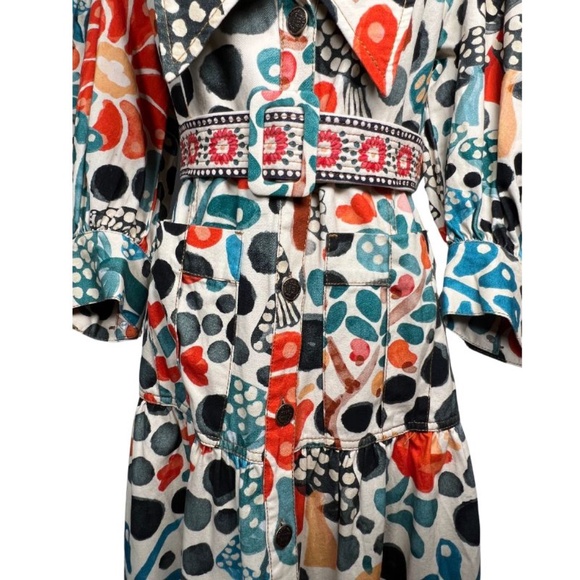 NWOT FARM Rio Button Down Dress Balloon Sleeve Adjustable Belt (XS) - Picture 8 of 14